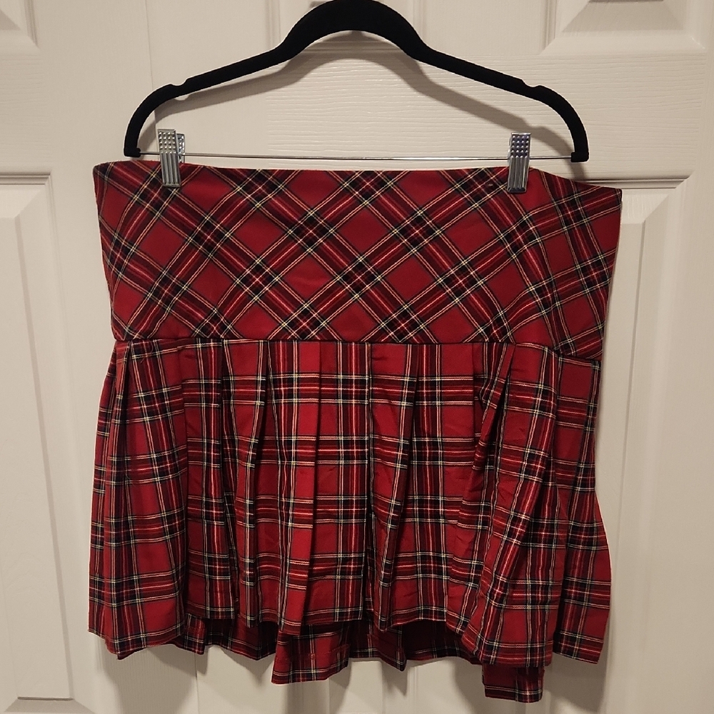 Torrid Red Plaid Pleated Skirt